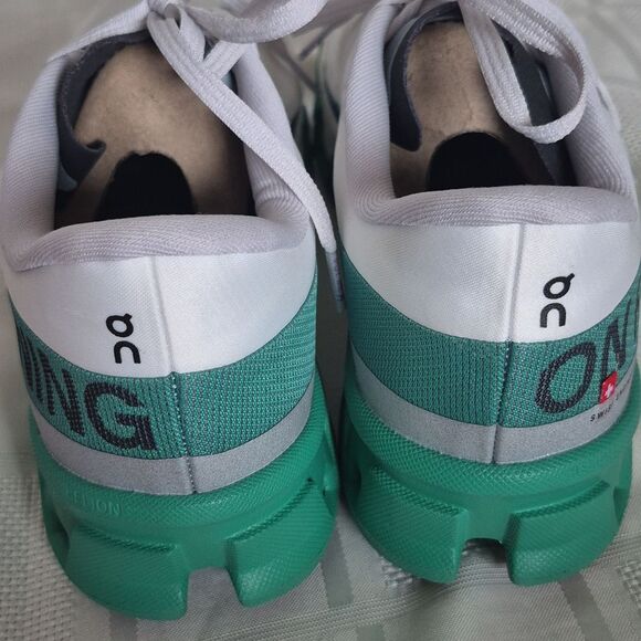 On Running Women's Cloudmonster Hyper Sneakers - White and Green - Picture 10 of 16